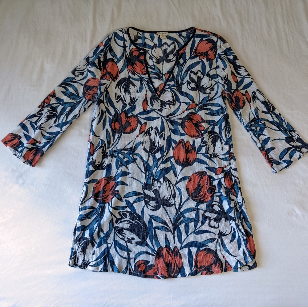 J. Crew Floral Print Tunic Top Women's Size MP